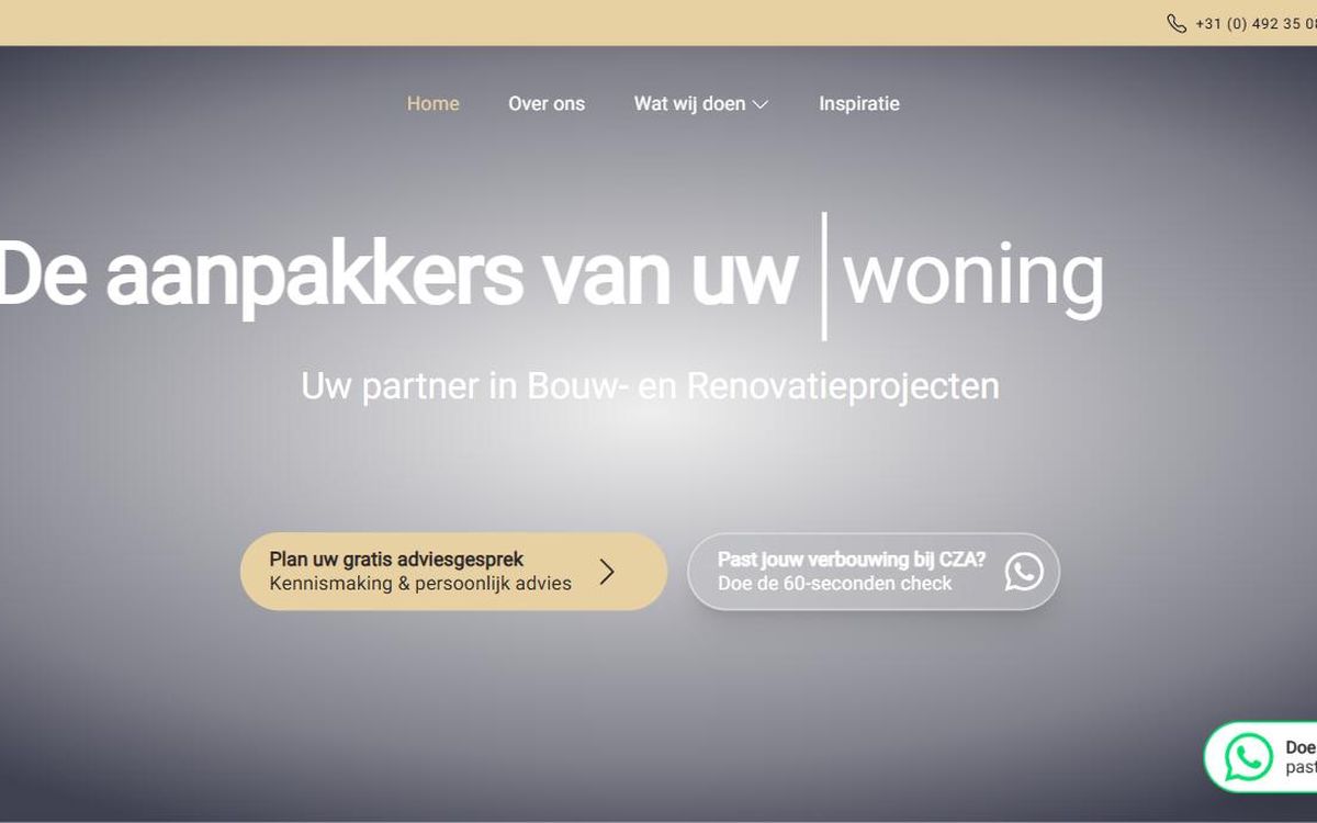 Screenshot van CZA Bouwbedrijf
